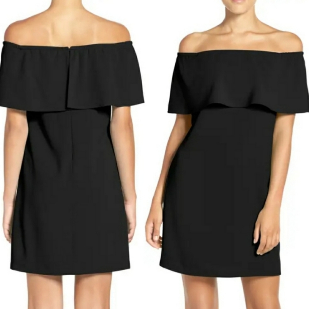 Charles Henry Strapless Dress Size S P Black Mini Above Knee Length Ruffle Top
